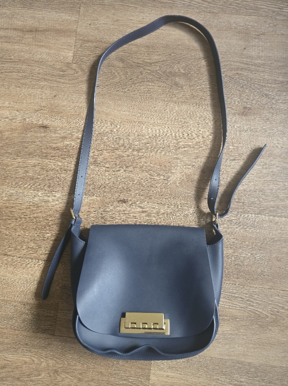 ZAC Zac Posen Navy Leather Crossbody with Gold Hardware